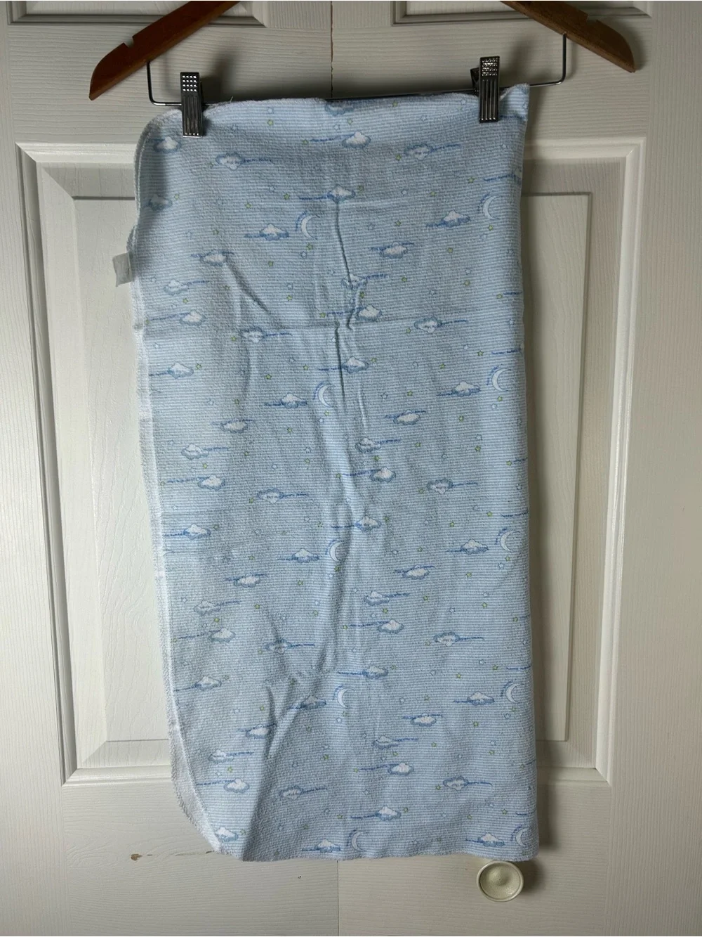 Twinkle Little Star Blue Baby Receiving Blanket Flannel Clouds Stars Stripes